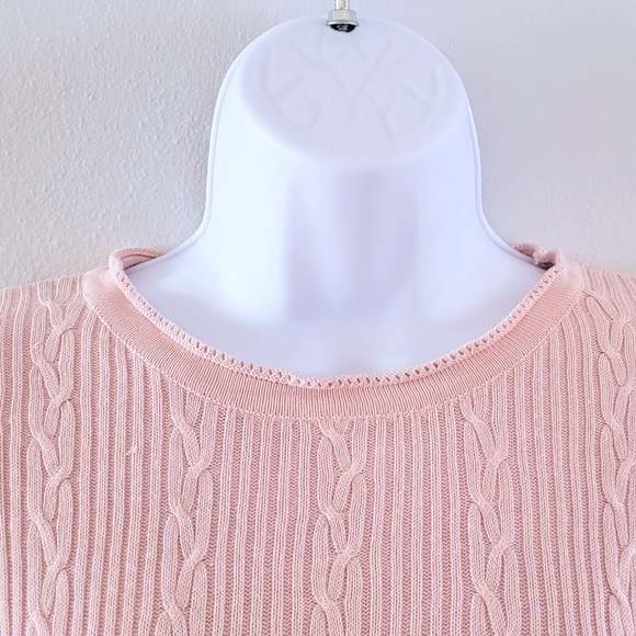 Talbots 90s Vintage Silk Cotton Cable Knit Cottagecore Cozy Academia Soft Preppy - Picture 3 of 5